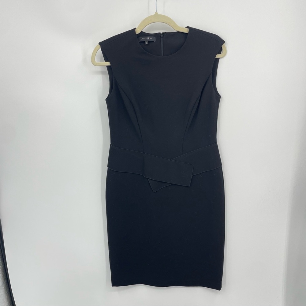 Lafayette 148 Black Sheath Dress size P XS‎ 0-2 sleeveless lbd
